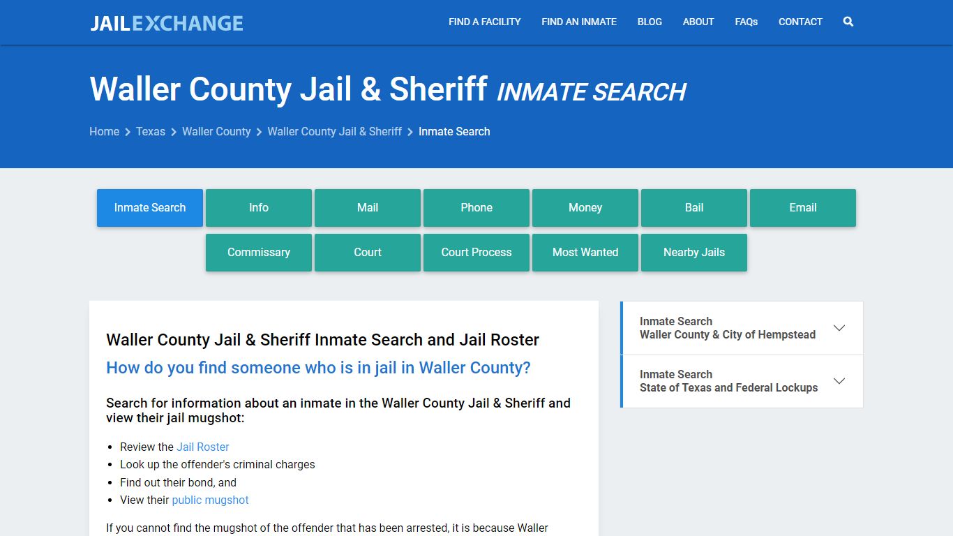 Inmate Search: Roster & Mugshots - Waller County Jail & Sheriff, TX