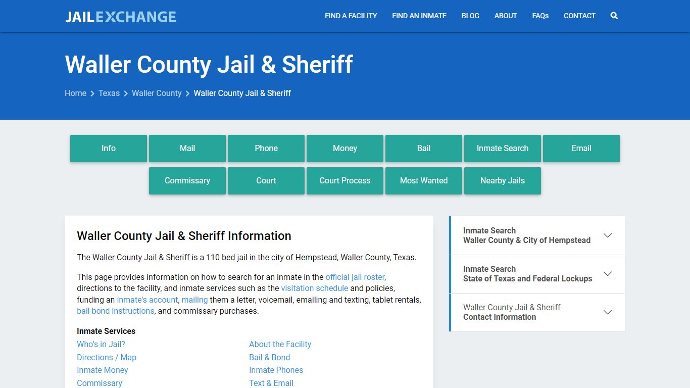 Waller County Jail & Sheriff, TX Inmate Search, Information